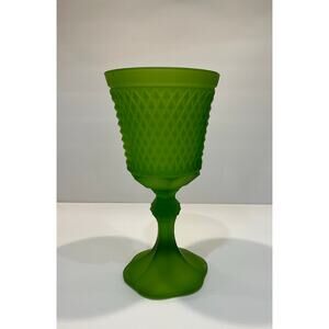 Indiana Glass Diamond Point Satin Green Apothecary Jar